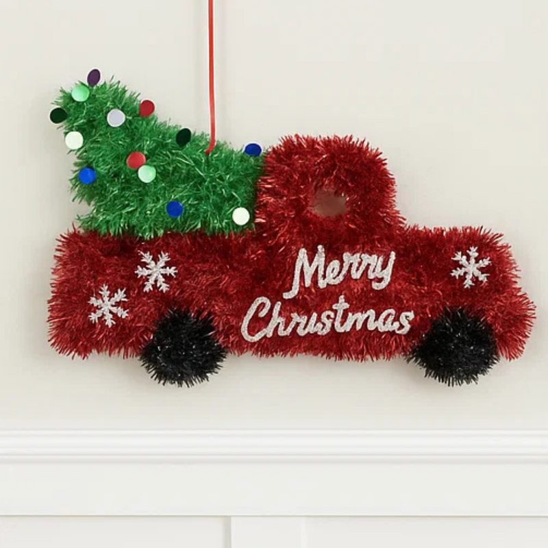 Tinsel Pick Up Truck Plaque 36X23Cm