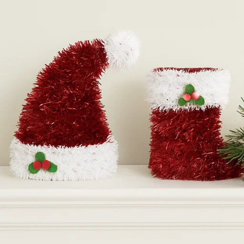 Tinsel Deco Hat Boot 13cm