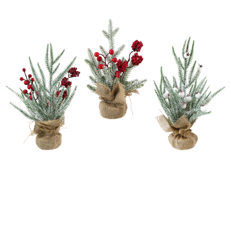 Christmas Tree W/Berry Snow Asstd 35cm