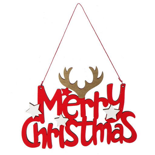 Flocked Merry Christmas Plaque 22x15cm