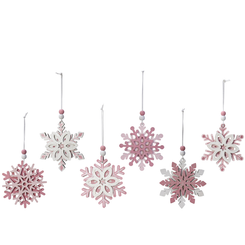 Hanging Snowflake Pink Asstd 9cm
