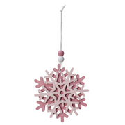 Hanging Snowflake Pink Asstd 9cm