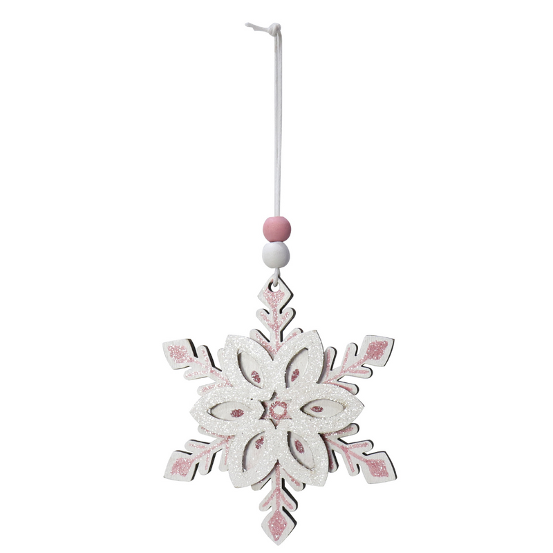 Hanging Snowflake Pink Asstd 9cm