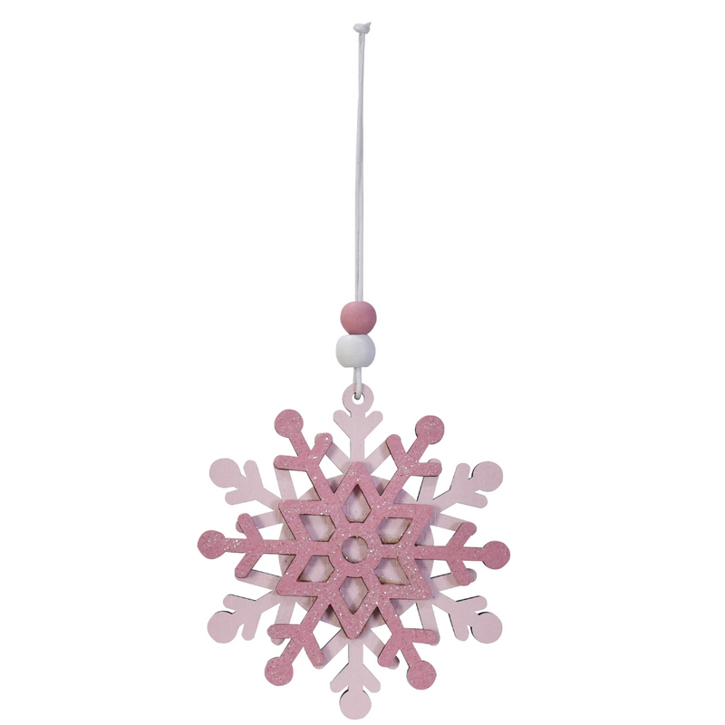 Hanging Snowflake Pink Asstd 9cm