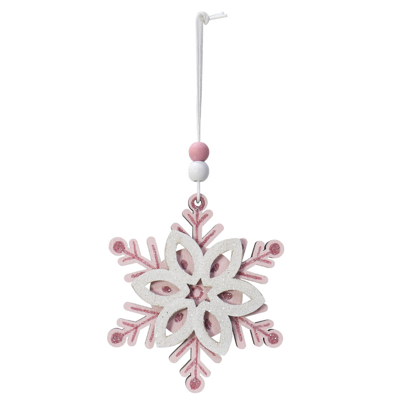 Hanging Snowflake Pink Asstd 9cm