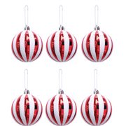 Candy Cane Ribbed Baubles 6cm 6pk