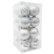 Baubles Silver 6cm 16pk