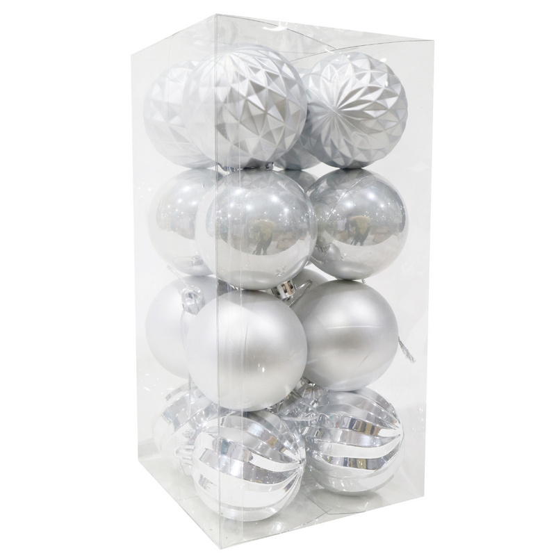 Baubles Silver 6cm 16pk