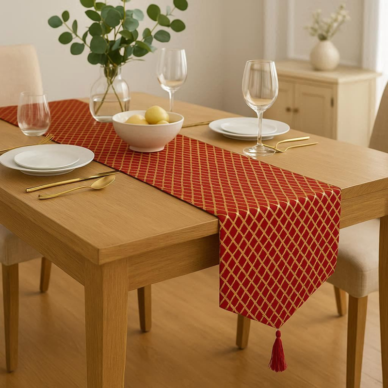 Runner Red Gold Foil 180cm