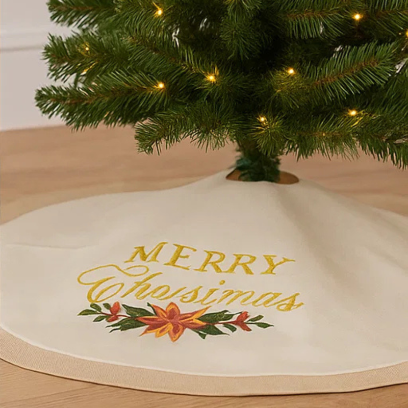 Tree Skirt Cream Poinsettia 120cm