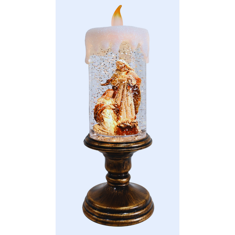 Glitter Swirl Nativity Pedestal Candle USB