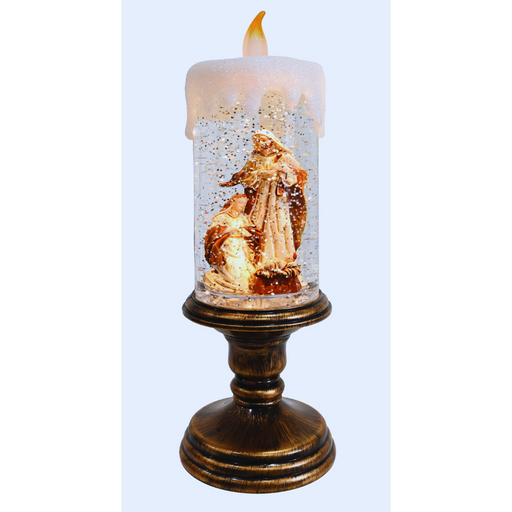 Glitter Swirl Nativity Pedestal Candle USB