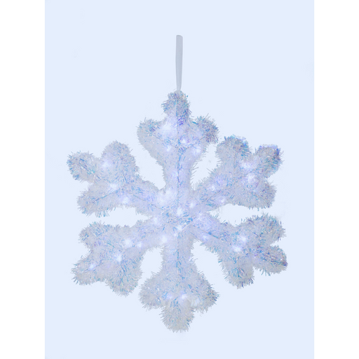 LED Tinsel Snowflake Iridescent Battery Operated 48cm