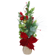 Decorative Christmas arrangement with red and green elements on a white background – thumbnail