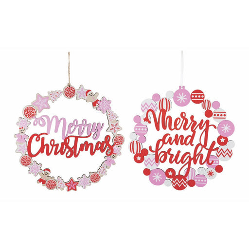 Merry Candycane Plaque 30cm Assorted