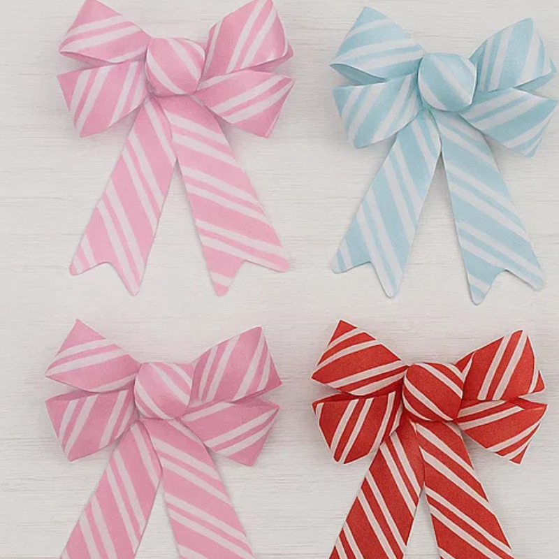 Candycane Stripe Bow 2pk
