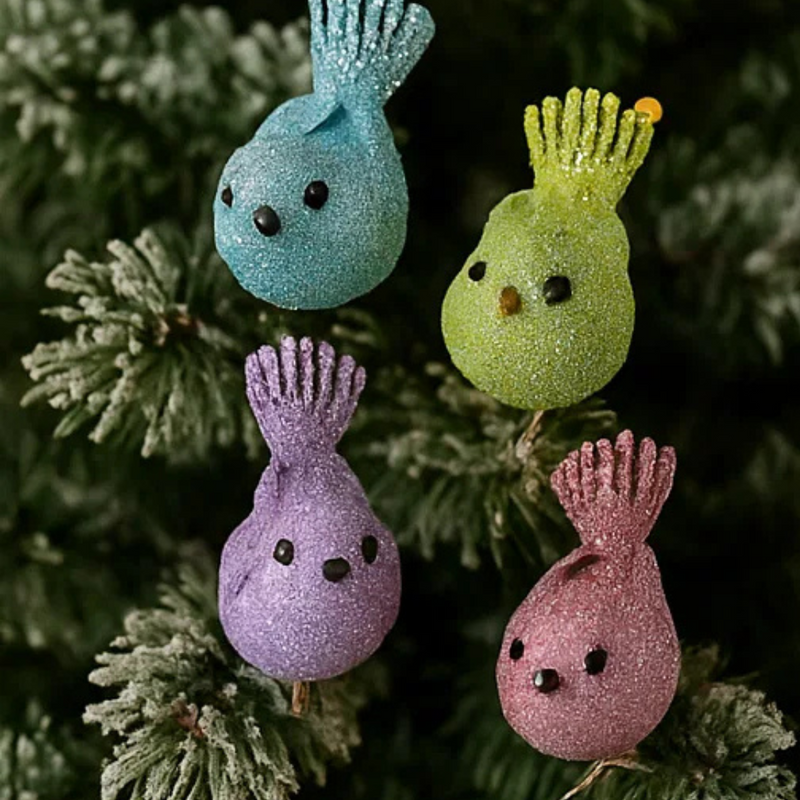 Pastel Glitter Bird Clip 4pk