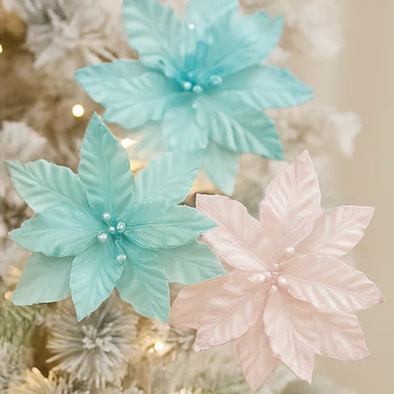 Peppermint Velvet Poinsettia Clip