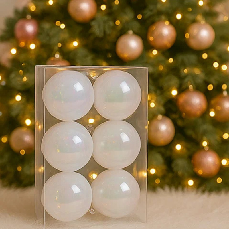 Iridescent Bauble White 12cm 8pk