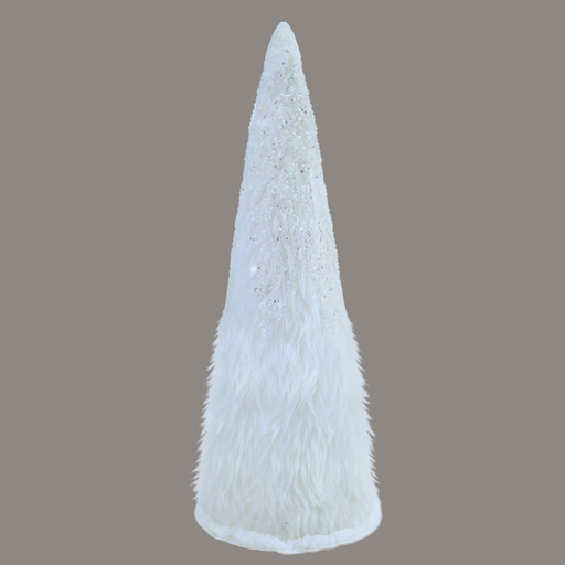 White Furry Cone Tree 37cm