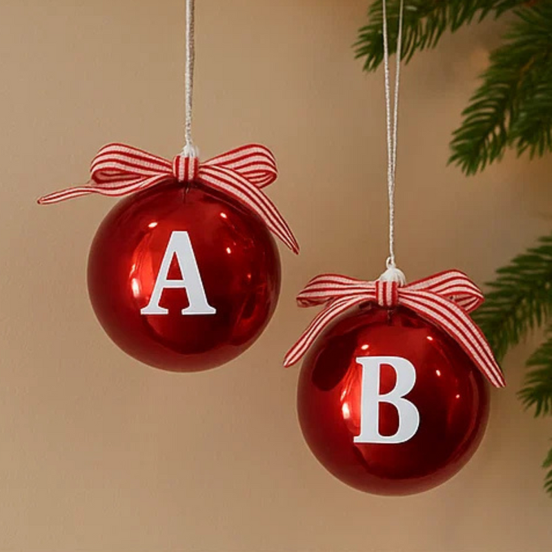 Glossy Alphabet Bauble 8cm Assorted