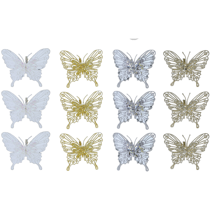Glitter Sequin Butterfly Clip 3pk