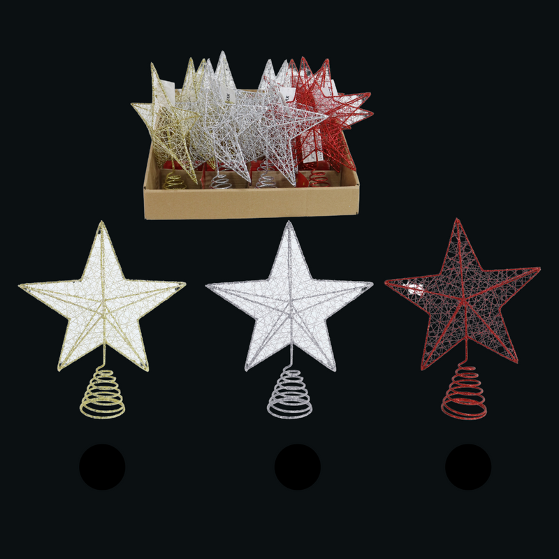 Glitter Wire Star Topper Asstd