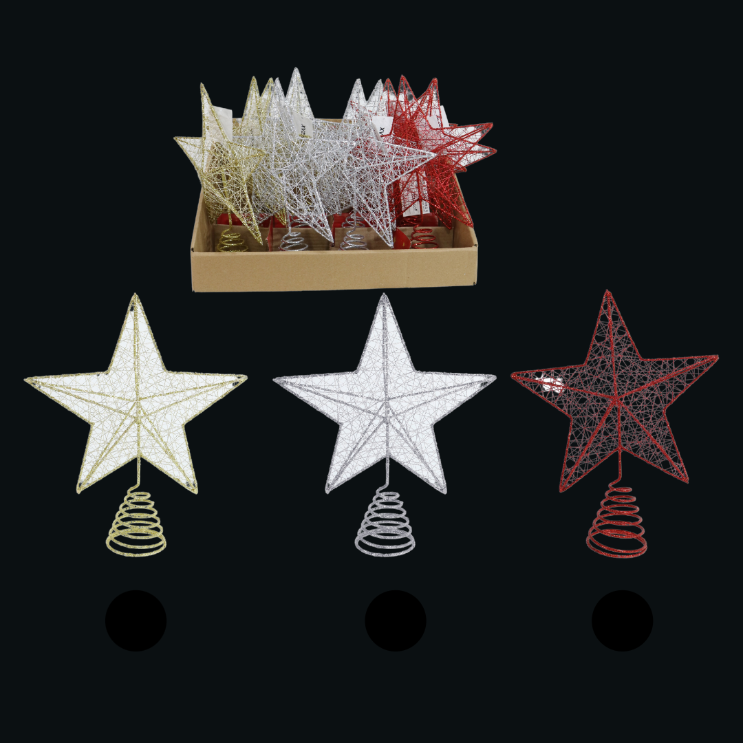 Glitter Wire Star Topper 20cm Assorted — Ronis