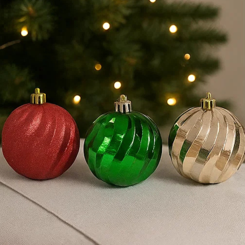 Classic Swirl Bauble 15cm 3pk