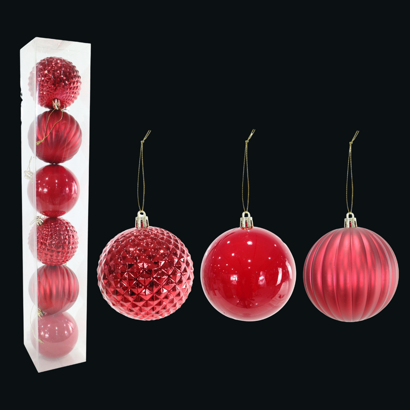 Baubles Red 8cm 6pk