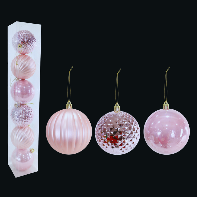 Baubles Pink 8cm 6pk