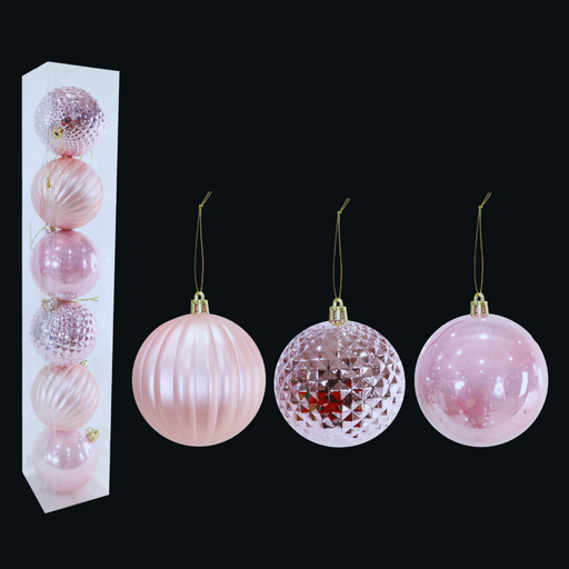 Baubles Pink 8cm 6pk