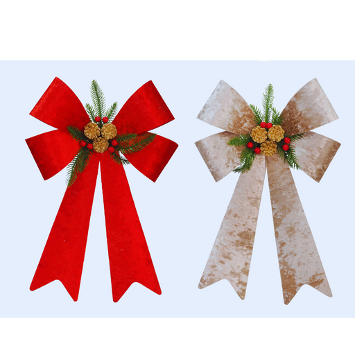 Crushed Velvet Bow Gold Deco