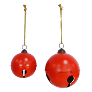 Two red bell balls with ropes on a white background – thumbnail