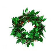 Tinsel Holly Berry Wreath 32cm Assorted 2