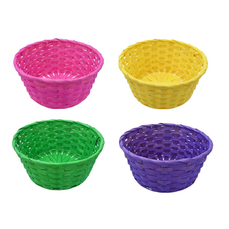 Round woven Easter basket with lining