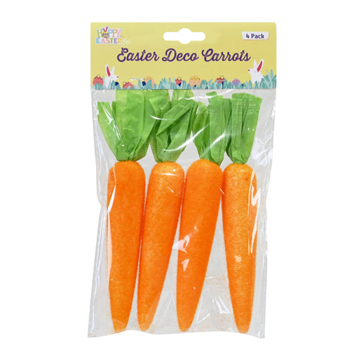 Pack of 4 flocked orange carrots