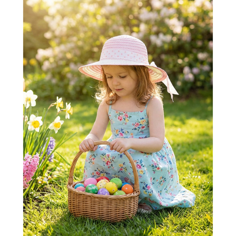 Easter Straw Bonnet with Ribbon Assorted image 5