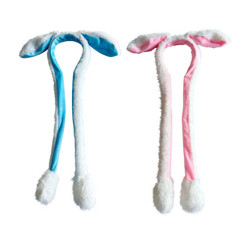 Moving bunny ears headband squeezy mechanism