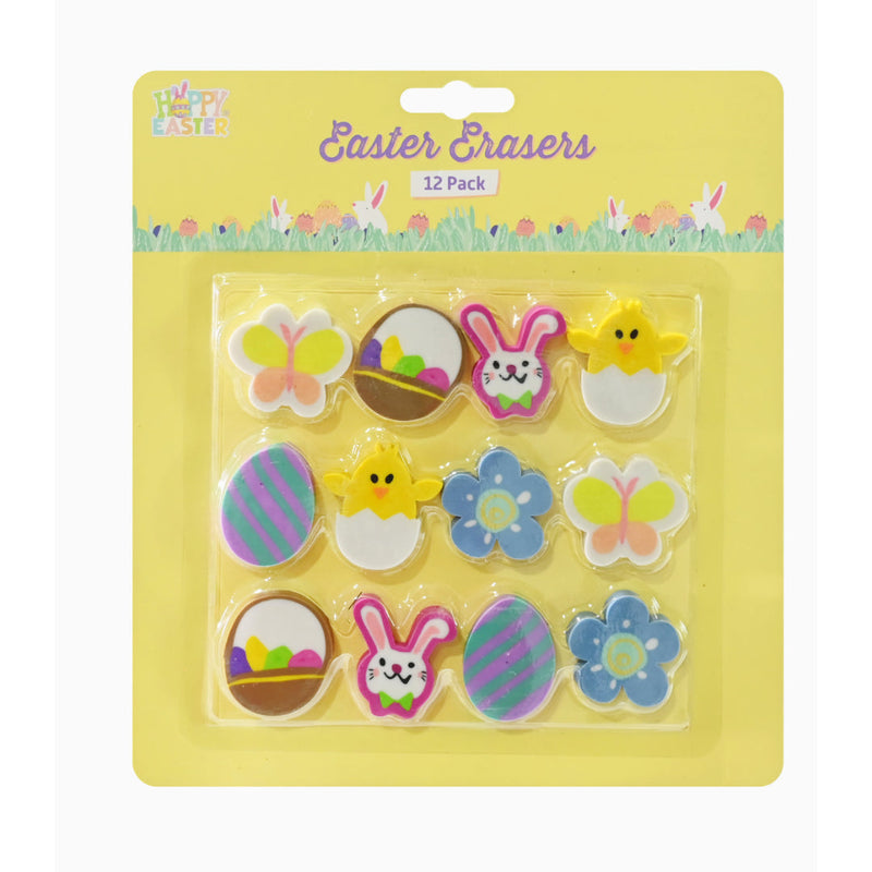 Pack of 12 shaped Easter erasers