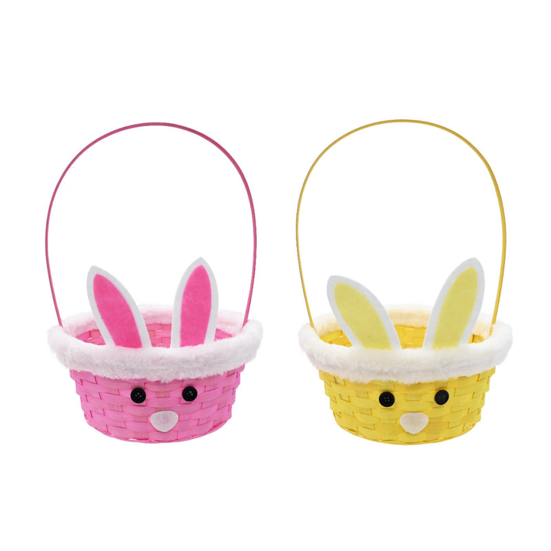 Woven basket shaped like a bunny face