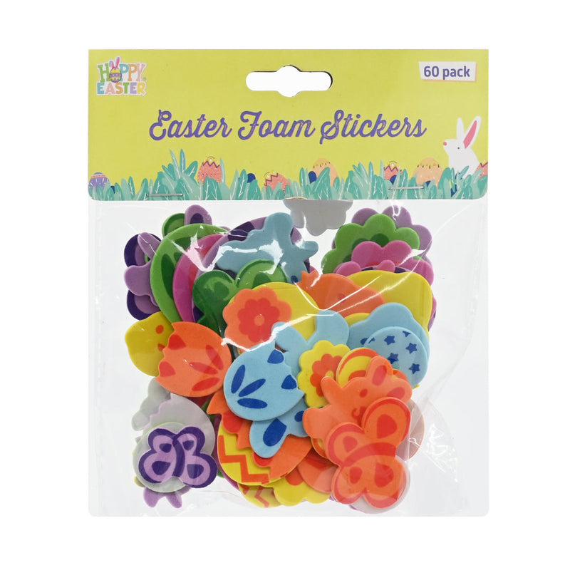 Pack of 60 assorted Easter foam stickers