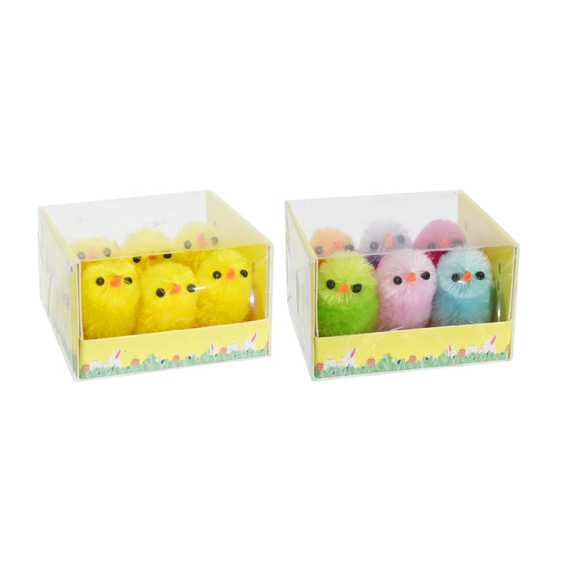 Pack of 6 small chenille Easter chicks 3cm