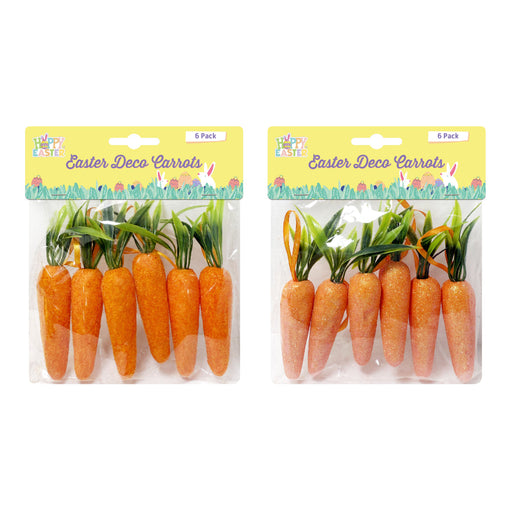 Pack of 6 decorative Easter carrots 12cm