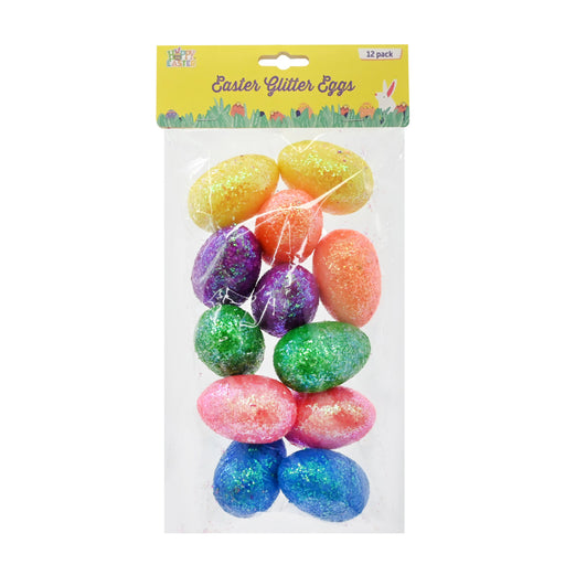Pack of 12 glitter coated Easter eggs