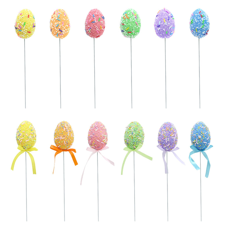 Pack of 6 sprinkle pattern Easter egg picks