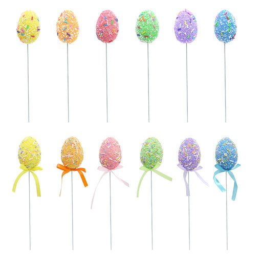 Pack of 6 sprinkle pattern Easter egg picks