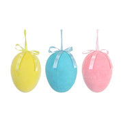 Large 12cm hanging flocked Easter egg assorted – thumbnail