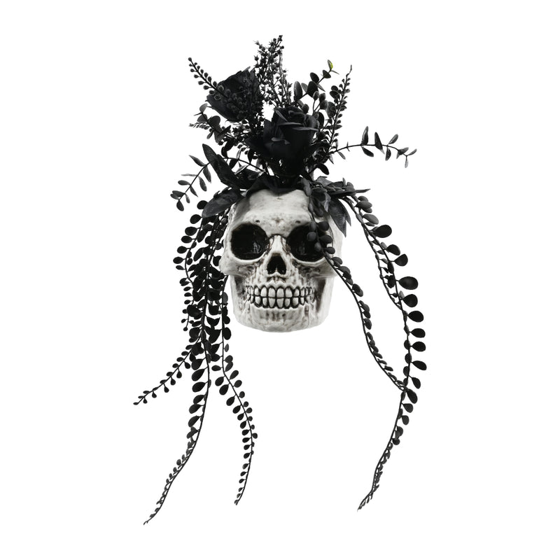 PE plastic skull flower pot for Halloween floral and gothic displays