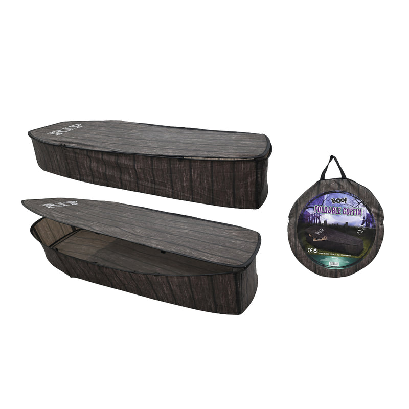 Foldable 1.5m RIP Halloween coffin prop with plastic connectors